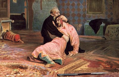 Ivan the Terrible and His Son Ivan on November 16、1581 作： Ilya Efimovich after Repin
