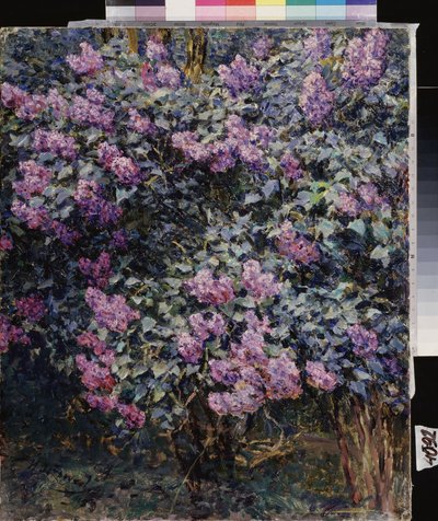 ライラック。 Ilya (Ilia) Semenovich Ostroukhov (1858-1929) の絵画、キャンバスに油彩 作： Ilya Ostrouhov