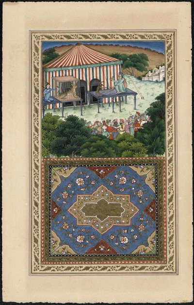Le Singe et le Leopard サルとヒョウ、1837-1839。 作： Imam Bakhsh Lahori