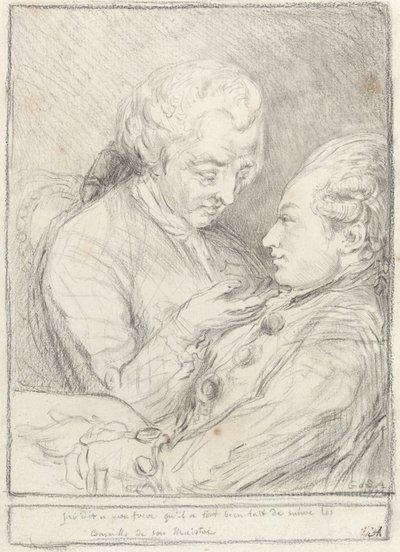 画家と弟の肖像、オーギュスタン・サントーバン 作： Imitator of Gabriel Jacques de Saint Aubin