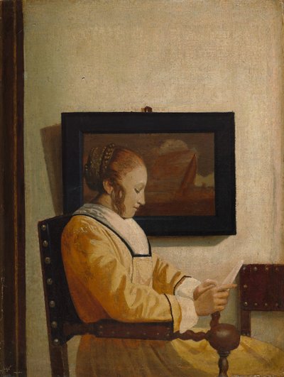 若い女性の読書。 作： Imitator of Johannes Vermeer