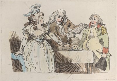 若い女性相続人が文書に署名する準備をする, 1780-1800., 1780-1800. 作： Imitator of Thomas Rowlandson.