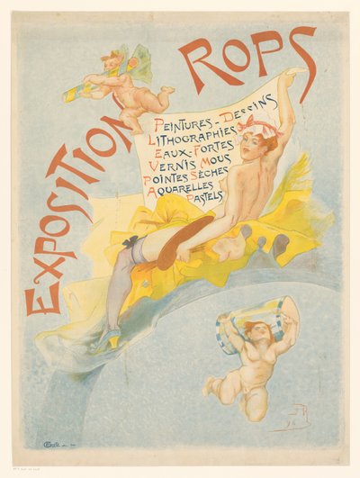 フェリシアン・ロップスの作品展のポスター Exposition Rops (オブジェクトのタイトル) 作： Imprimerie Crété