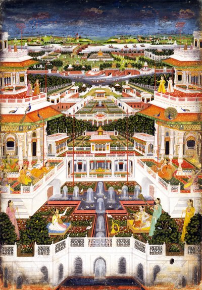 ハーレム庭園のある宮殿の複合施設、1764-1765年頃 作： Indian Art