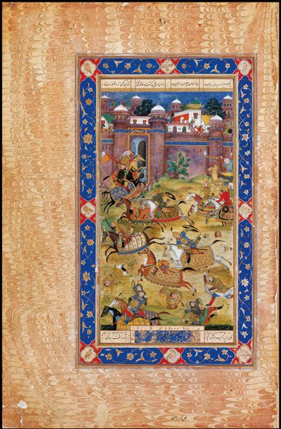 ナリマンは中国のカーカンの息子を殺します。 Asadi TusiのGarshaspnama叙事詩から 作： Indian Art