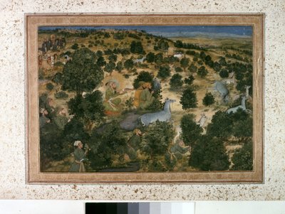 アウランゼブ：アウランゼブ・ハンツ・ニルガイ 1660年頃（細密画） 作： Indian School