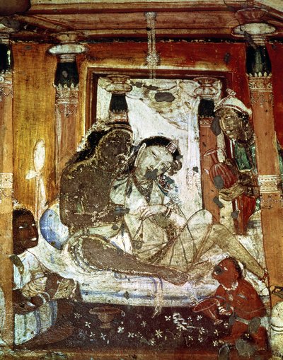 洞窟17の内部からの宮殿の王子様カップル 作： Indian School