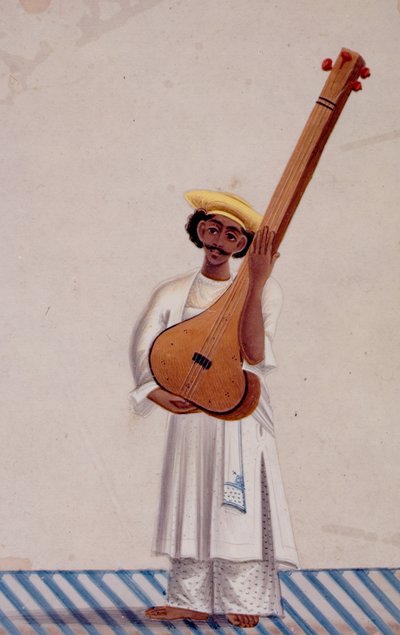 タンブラ奏者、1830年頃（マイカのガッシュ） 作： Indian School
