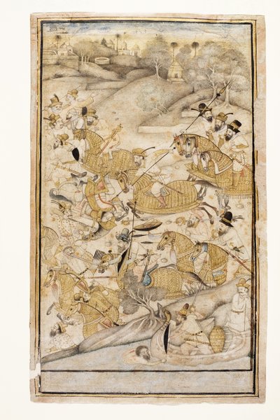 ヨーロッパ人が戦った戦い、1700年頃（不透明なトイレと紙の上の金） 作： Indian School