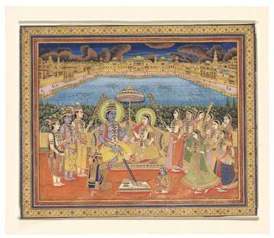 ラーマとシーター、インド、ジャイプール、1800年頃の絵画 作： Indian School