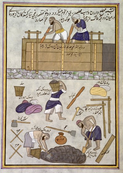 Add.Or.1717 泥壁の建築者 (紙に水彩) 作： Indian School