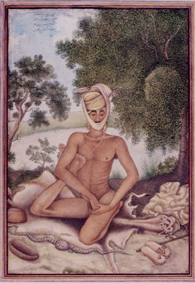 追加 27255 fol.370v A Naked Ascetic、James Skinner 大佐 (1778-1841) 1825 年に編纂された「Tashrih al-aqvam」より (紙にグワッシュ) 作： Indian School