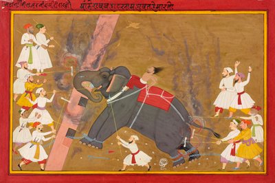 象は無事に走ります、1700年頃 作： Indian School