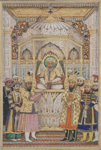 ダーバーのバハドゥルシャーII、1837年頃（紙に不透明なトイレと金） 作： Indian School