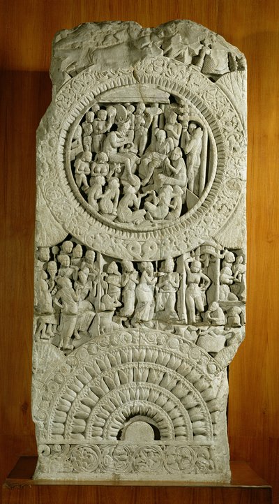 ジャタカス、アマラヴァティ（石灰岩）の物語を描いた彫刻 作： Indian School