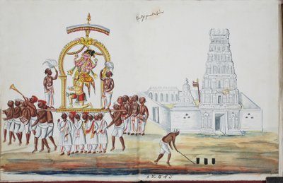 サラスワティが運ばれる式典（紙にトイレ） 作： Indian School