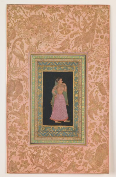 宮廷婦人、ムガル朝、アウラングゼーブの治世、1660-1700年頃（紙に水彩、インク） 作： インドの学校
