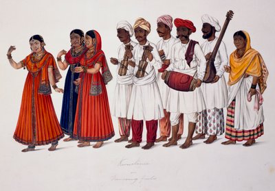 踊る少女とミュージシャン、1828年頃（カラーリソ） 作： Indian School