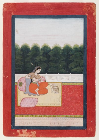ダナシュリ・ラジーニ、1790年以前のラガマラシリーズのページ（紙と紙と金） 作： Indian School