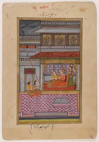 Dipaka Raga、分散したRagamalaシリーズのページ、c.1800（WCと紙に金） 作： Indian School
