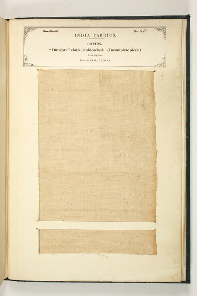 1866年に出版されたジョンフォーブスワトソンによる 『インドの繊維製造業者のコレクション』からのセーラム、マドラスのダンガンクロス 作： Indian School