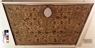 刺繍入り綿サドルクロス、ハイデラバード、アーンドラプラディッシュ、17世紀 作： Indian School