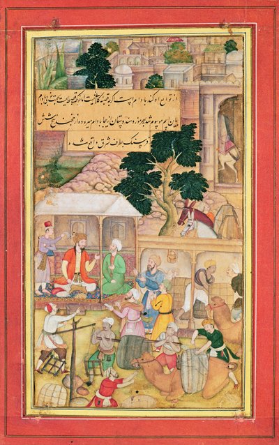 15〜17世紀の老人と会話するバブール皇帝（r.1526-30） 作： Indian School
