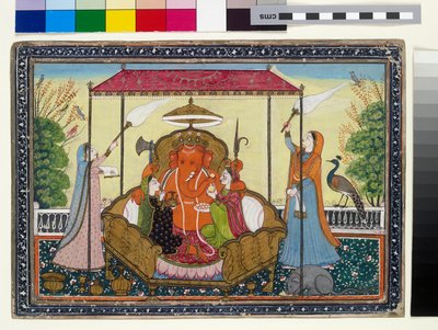 ガネーシャと彼の妻と付き添い 作： Indian School