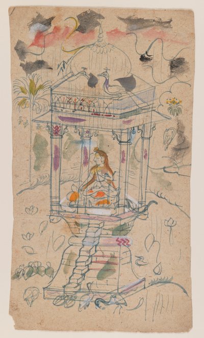 ガンダマルハララギニのガウンスマラ、1850年頃（インクと紙の色） 作： Indian School