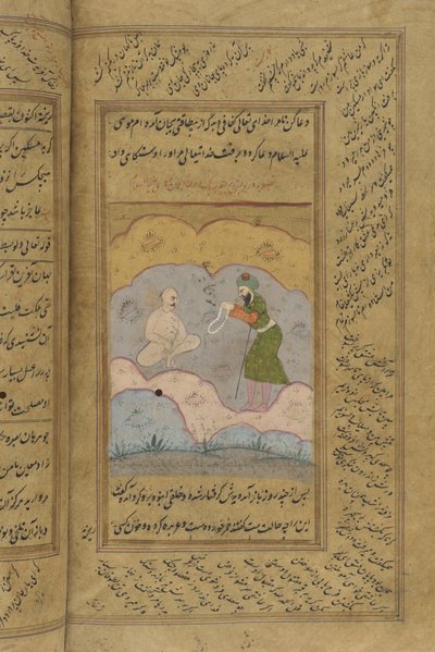 サディのギリスタン写本（インク、不透明な水彩、紙に金） 作： Indian School