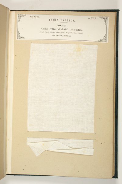 1866年に出版されたジョンフォーブスワトソンによる「インドの繊維製造業者のコレクション」からベンガル、パトナのグラクロス 作： Indian School