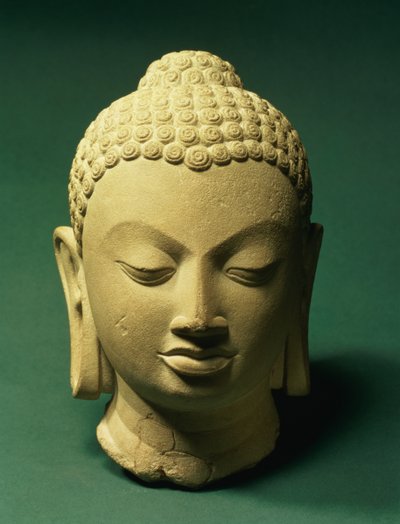 仏頭、サルナート（砂岩） 作： Indian School