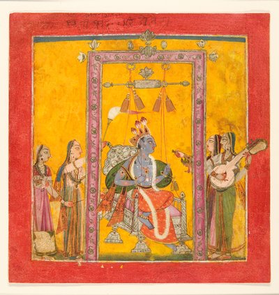 Hindola Raga、1700年頃（紙に不透明なトイレ、シルバー、ゴールド） 作： Indian School