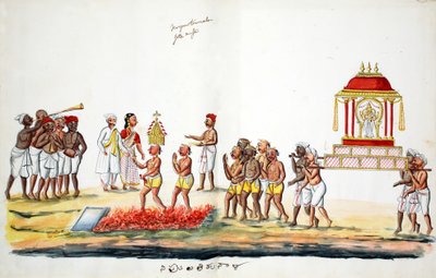 ヒンズー教の火災ウォーキングセレモニー（紙にトイレ） 作： Indian School