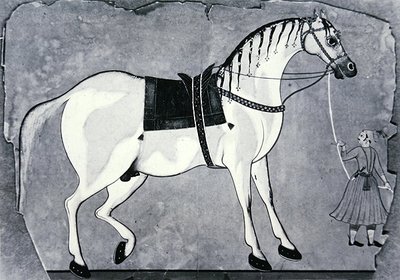 皇帝の厩舎の馬と花婿 1660年頃（リトグラフ） 作： Indian School