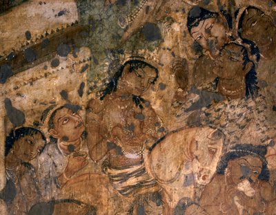 インド美術：仏教洞窟No.19のフレスコ画（紀元前2世紀） 作： Indian School