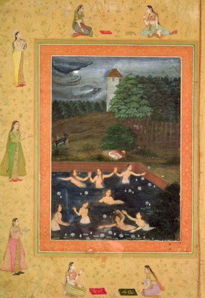 に。 07B.38r 8人の女性の入浴、1650年頃（Payagに帰属） 作： Indian School