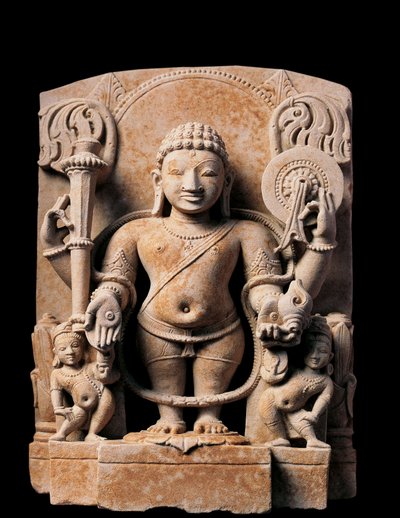 インドのアート。ヴィシュヌの神格化。高浮き彫り。10世紀ミールートより 作： Indian School