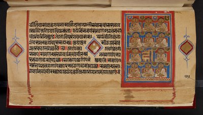 ガナーダーラを示すカルパストラ写本フォリオ 作： Indian School