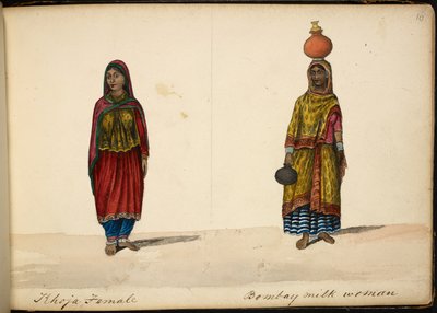 ホージャの女性。 ボンベイの牛乳売り 作： Indian School