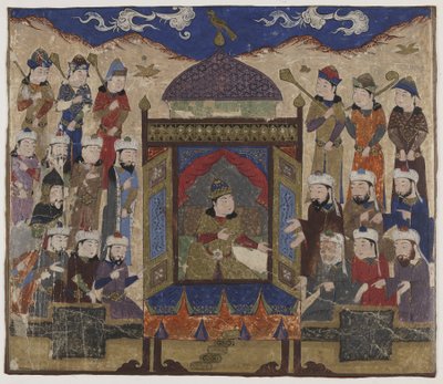 タハティタクディスに着席したクスローパルヴィス、1425年〜50年頃 作： Indian School