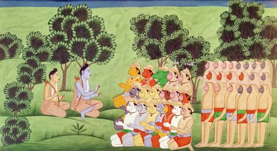 ラーマヤナから猿軍の首長に相談するラクシュマナ 作： Indian School