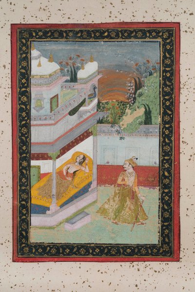 ラリットラニーニ、1790年頃（紙にグワッシュ、金の装飾） 作： Indian School