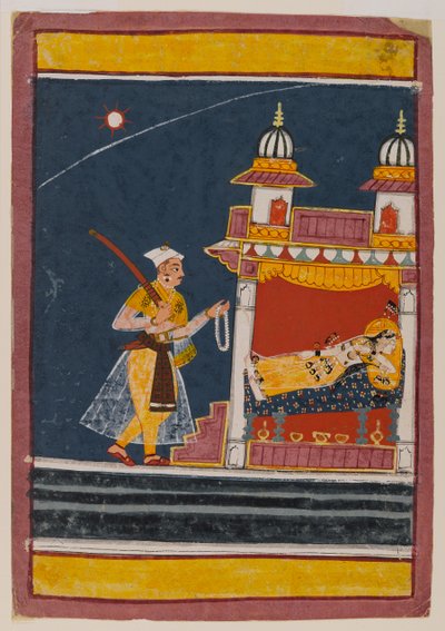 Lalita Ragini、1650年頃（紙と紙と金） 作： Indian School