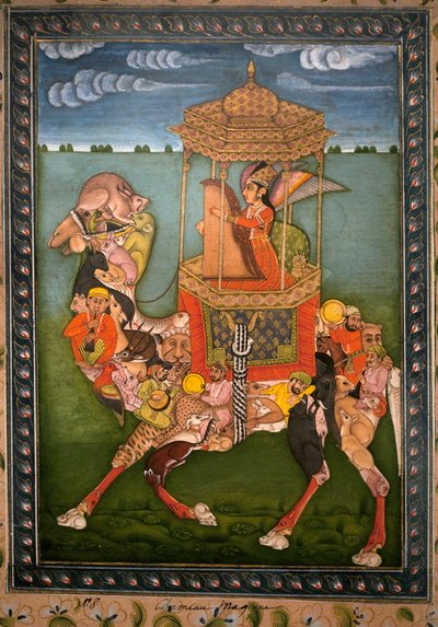魔法のラクダ1750年頃、ラジャスタンとパハリ（インド）の美術品である細密画。韓国国立博物館、ソウル（韓国）。 作： Indian School