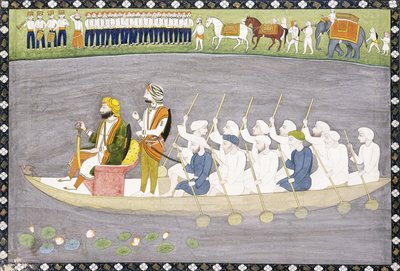 カシミールのウラ湖にあるマハラジャガラブシン、1840年頃 作： Indian School