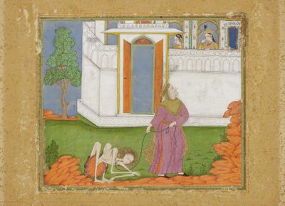 Majnunはabject状態、c.1700（紙に不透明なトイレとゴールド）に縮小されます。 作： Indian School