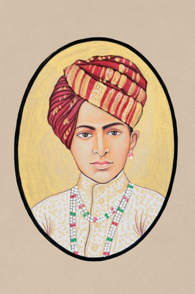 マハラジャ・ジャイ・シン・アルワールの細密画 作： Indian School