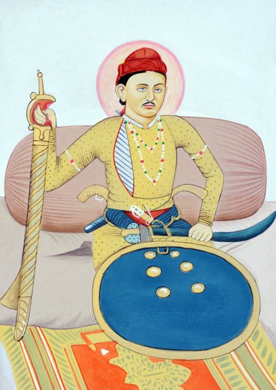 マハラジャ・ラナ・ザリム・シン・ジャラワールの細密画 作： Indian School