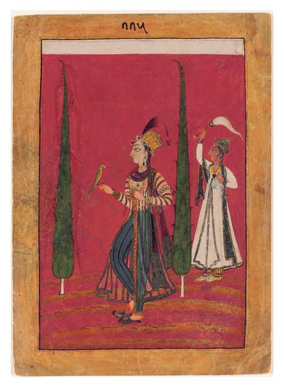 ムガール王女の庭、1700年頃（不透明なトイレ、紙の上に金と銀） 作： Indian School